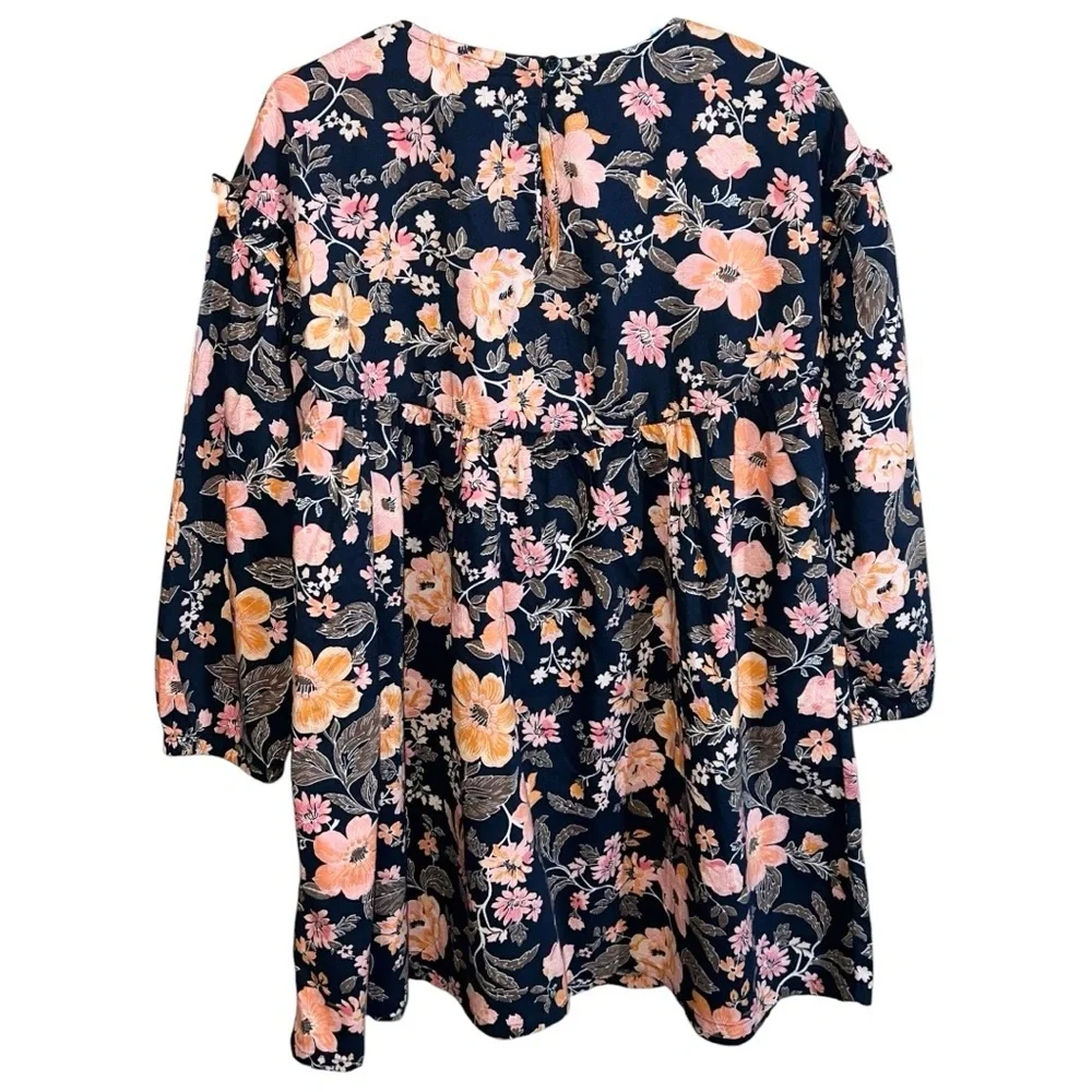 Old Navy Dress Girls Size 5T Blue Pink Brown Floral New